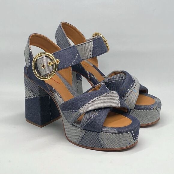 See by Chloe Joei Patchwork Denim Platform Sandals size 39 - Picture 3 of 15